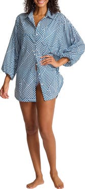 Tommy Bahama Catalina Coast Cotton Cover-Up Boyfriend Shirt