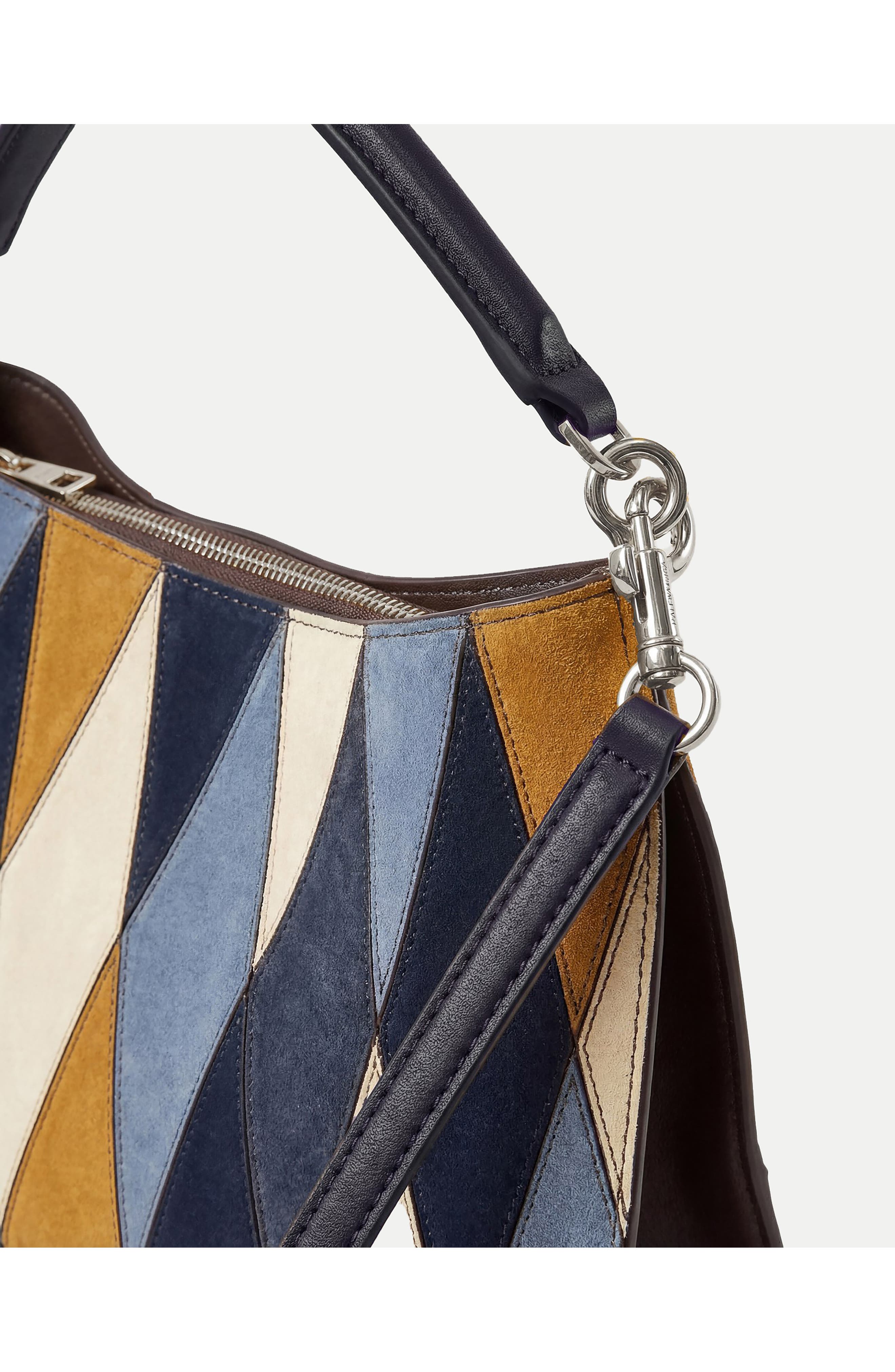 Veronica Beard Vida Patchwork Suede Shoulder Bag, Alternate, color, Blue Multi