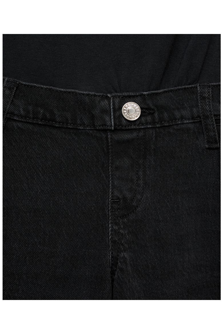 Over the Bump Raw Hem Wide Leg Maternity Jeans, Alternate, color, BLACK DENIM