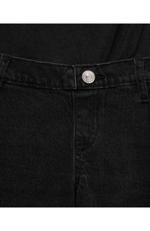 Mango Over The Bump Raw Hem Straight Leg Maternity Jeans In Black