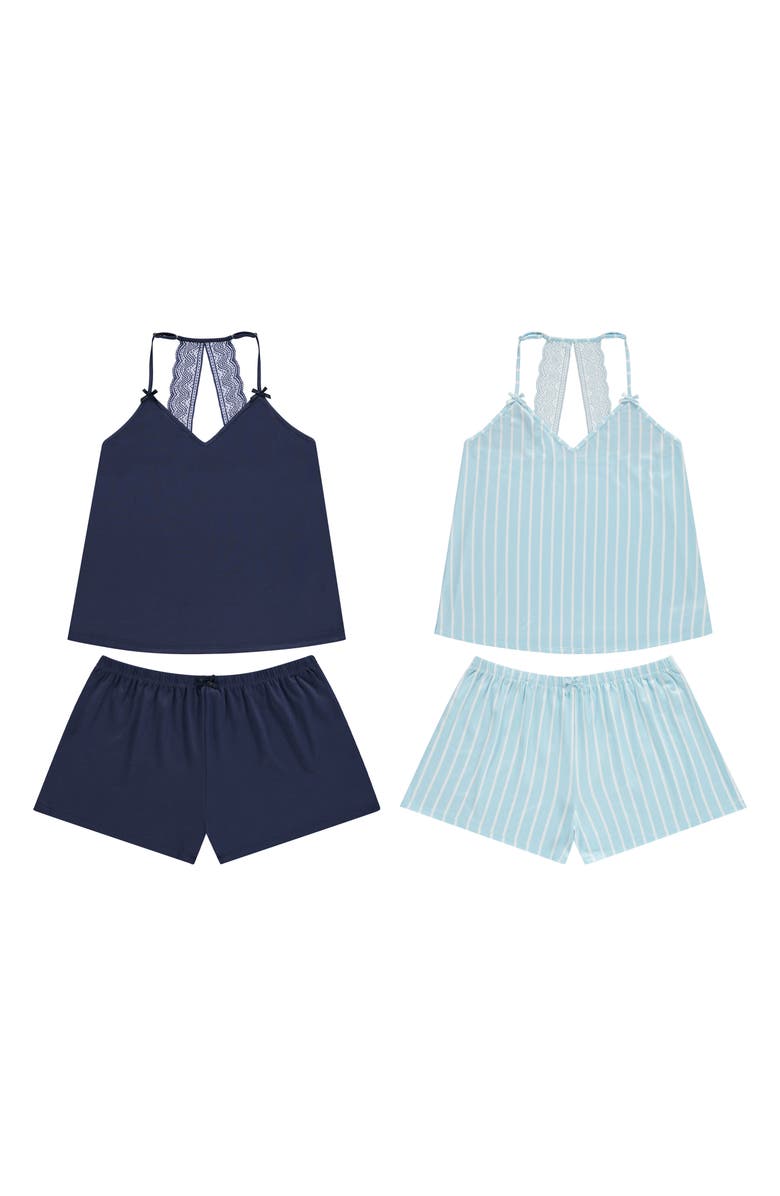 Flora By Flora Nikrooz Makayla Lace 4-Pack Assorted Short Pajamas, Alternate, color, Light Blue