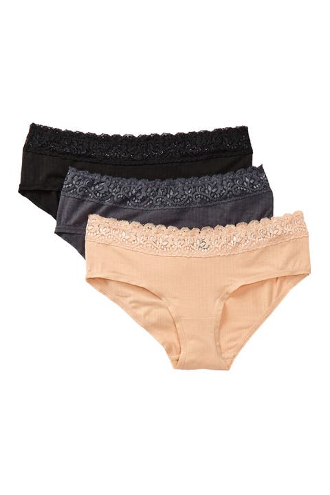 Assorted 3-Pack Lace Trim Bikinis