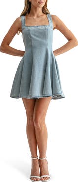 Lush Fit and Flare Denim Minidress