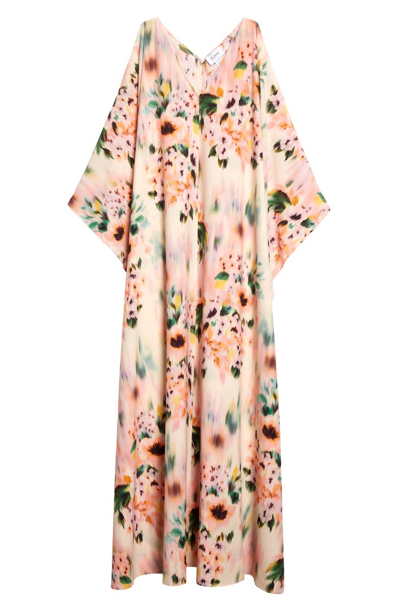 St. John Evening Blurred Floral Print Silk Blend Caftan, Alternate, color, 