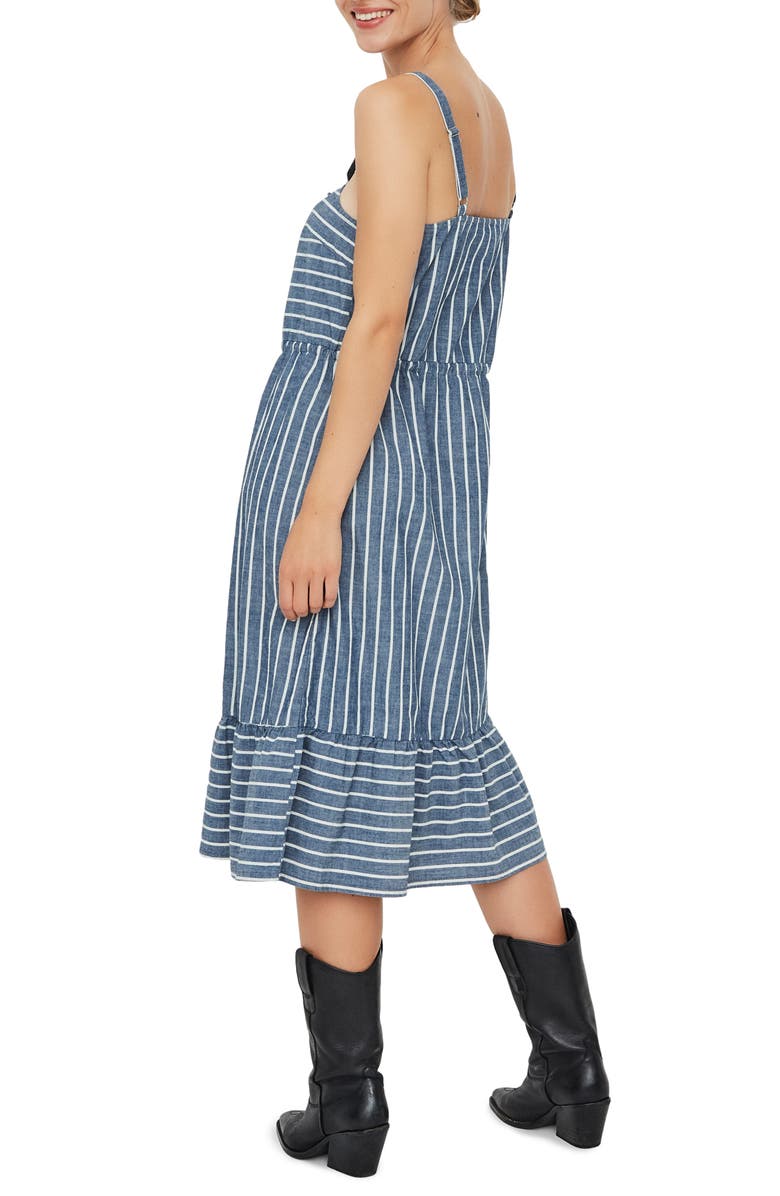 VERO MODA Cary Stripe Chambray Sundress, Alternate, color, Medium Blue Denim