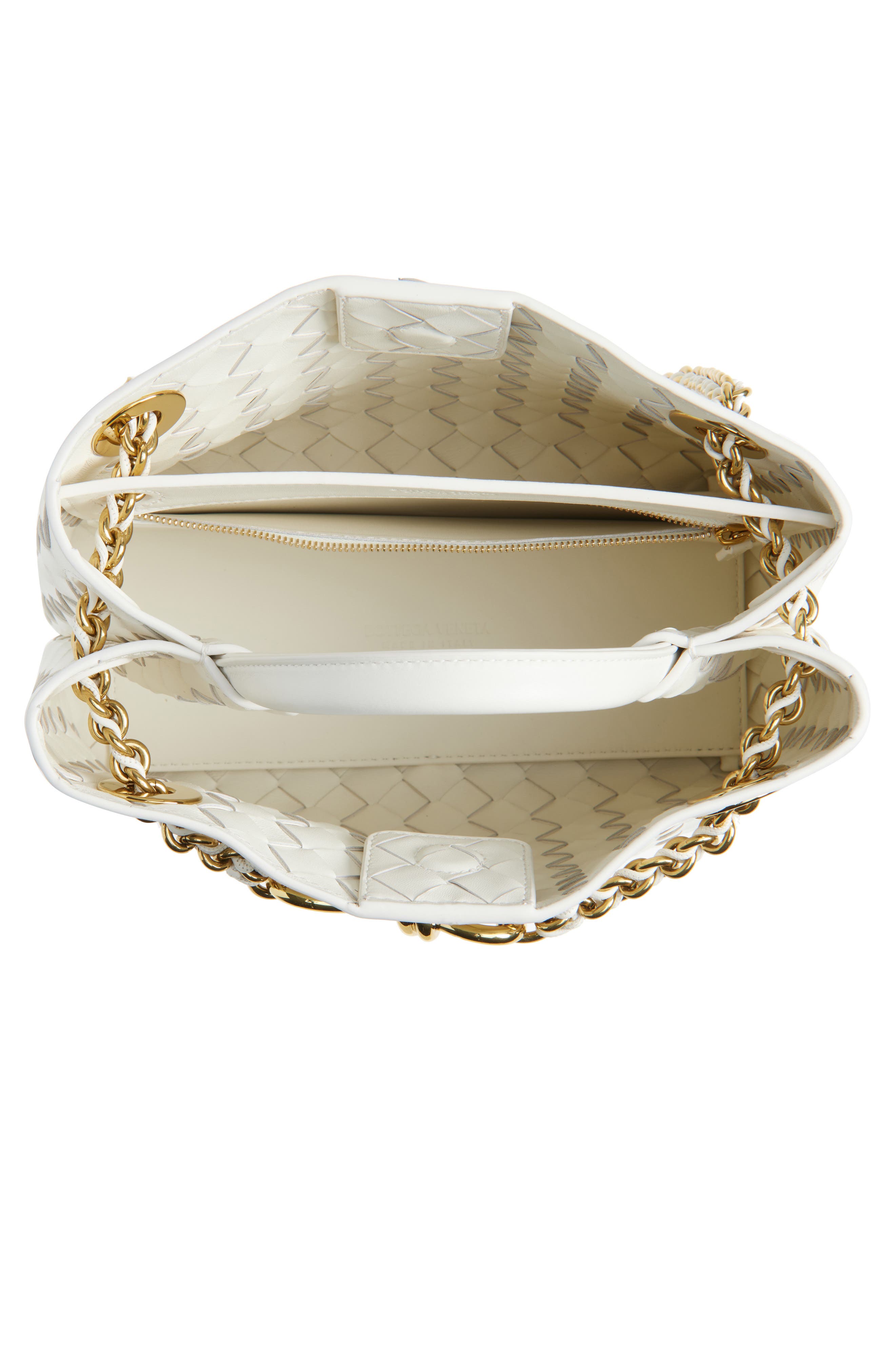 Bottega Veneta Small Andiamo Chain Leather Shoulder Bag, Alternate, color, 9537 Alabaster-Muse Brass