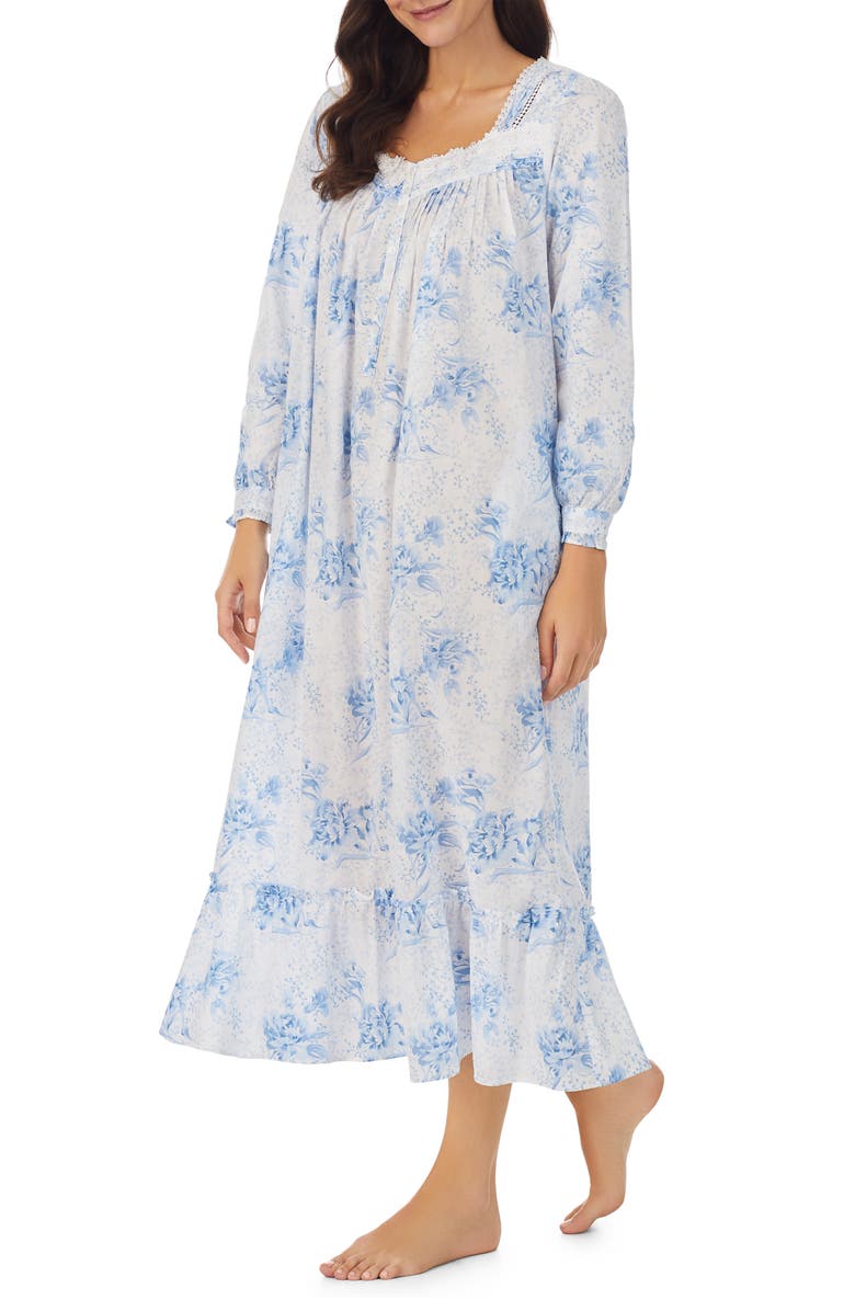 Eileen West Floral Print Cotton Ballet Nightgown, Alternate, color,