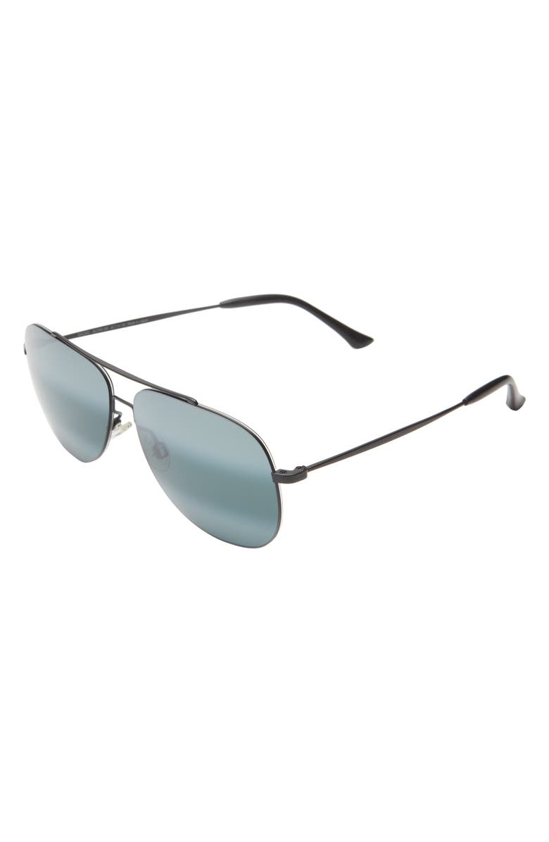 Maui Jim 58mm Polarized Aviator Sunglasses, Alternate, color, Black Black Grey