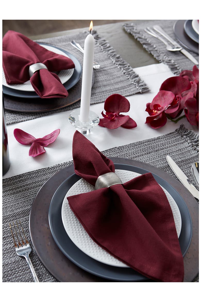 Variegated Fringe Set of 6 Placemats, Alternate, color, GRAY