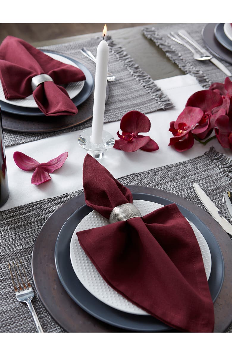 Design Imports Variegated Fringe Set of 6 Placemats, Alternate, color, Gray