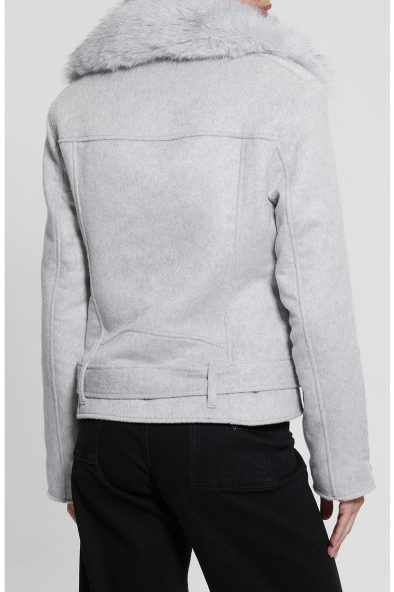 Nancy Moto Jacket with Removable Faux Fur Collar, Alternate, color, LIGHT MELANGE GREY