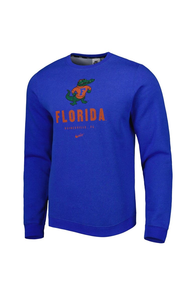 Men's Nike Royal Florida Gators Vault Stack Club Fleece Pullover Sweatshirt, Alternate, color, Royal