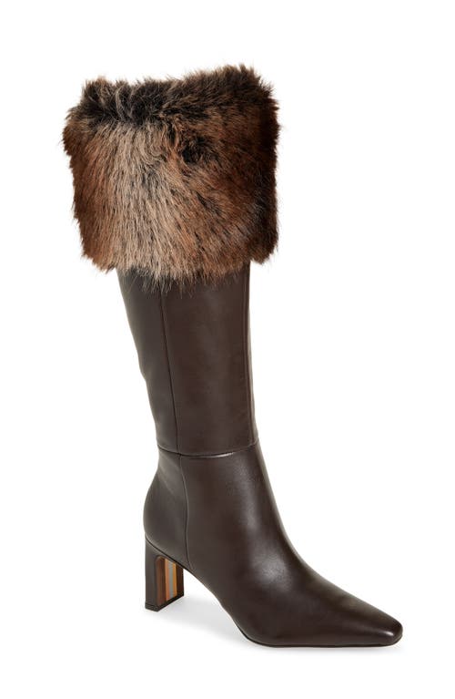 Sam Edelman Sylvia Cozy Faux Fur Cuff Knee High Boot In Brown