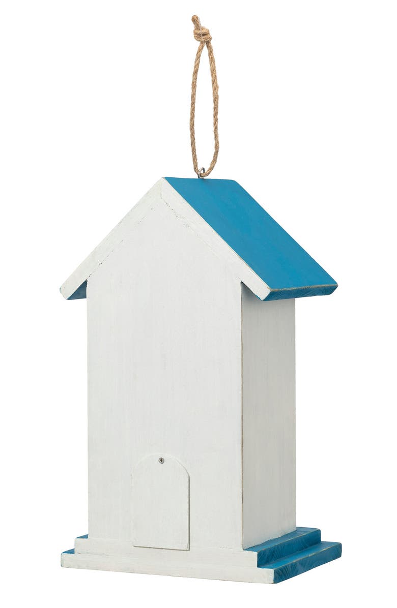 Glitzhome 11"H Distressed Solid Wood Daisy with Butterfly Birdhouse, Alternate, color, Blue