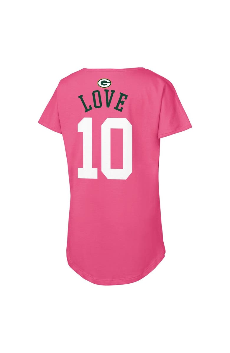 Outerstuff Girls Youth Outerstuff Jordan Love Pink Green Bay Packers Player Name & Number T-Shirt, Alternate, color, Pink