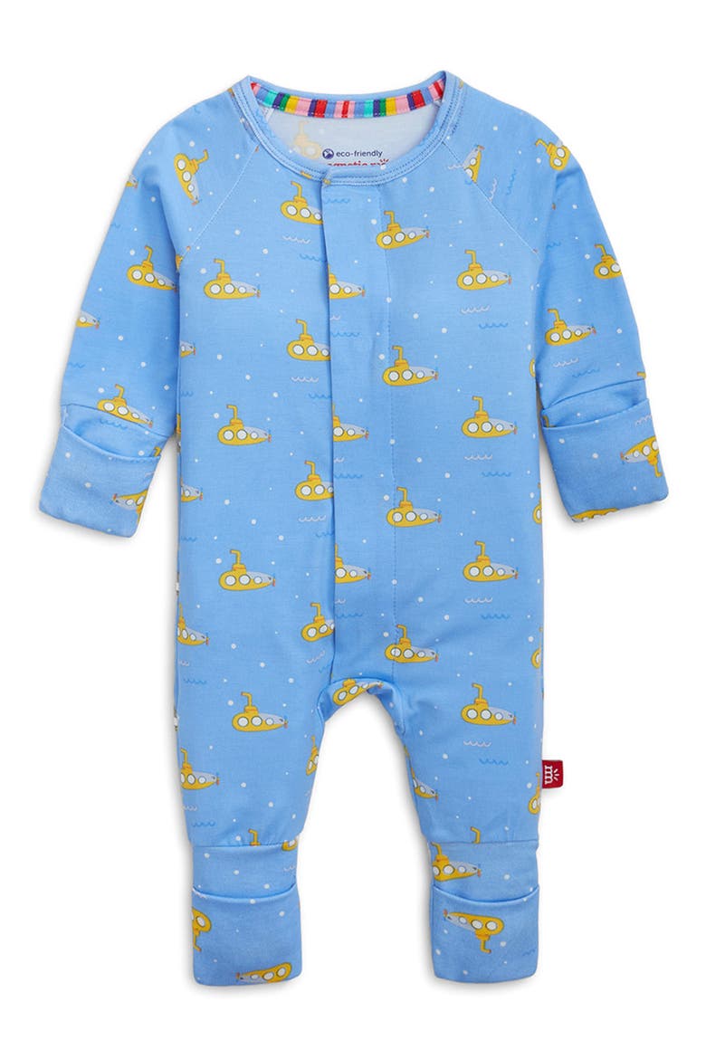 Submarine Print Magnetic Closure Convertible One-Piece Pajamas, Main, color, DIPSH