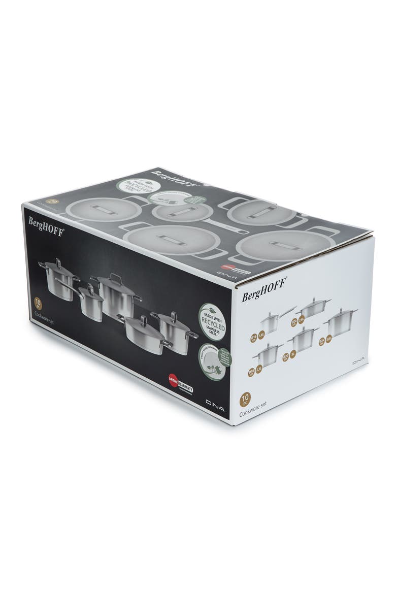 Dina Meta 10-Piece Cookware Set, Alternate, color, SILVER