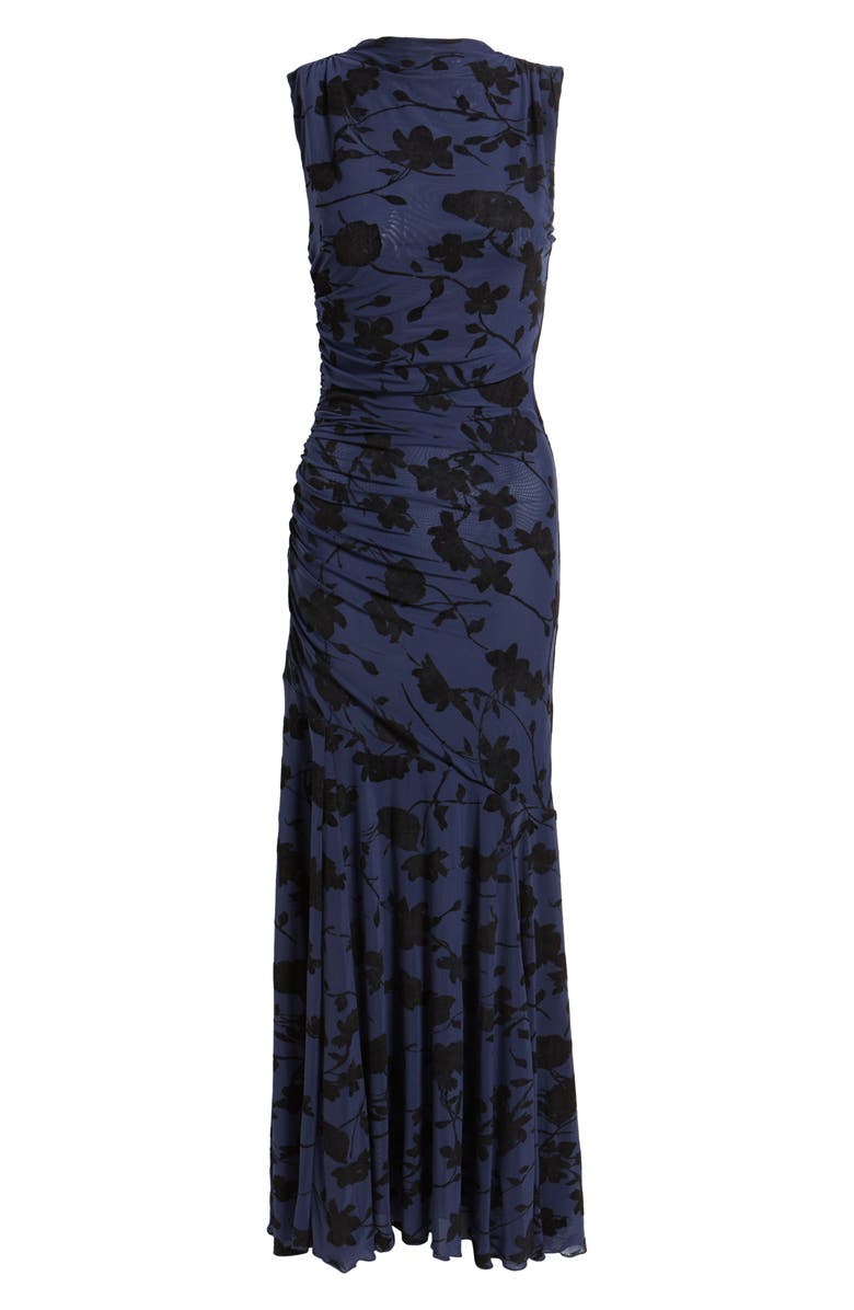Rails Cosmos Floral Print Ruched Mesh Maxi Dress, Alternate, color, Navy Tossed Roses