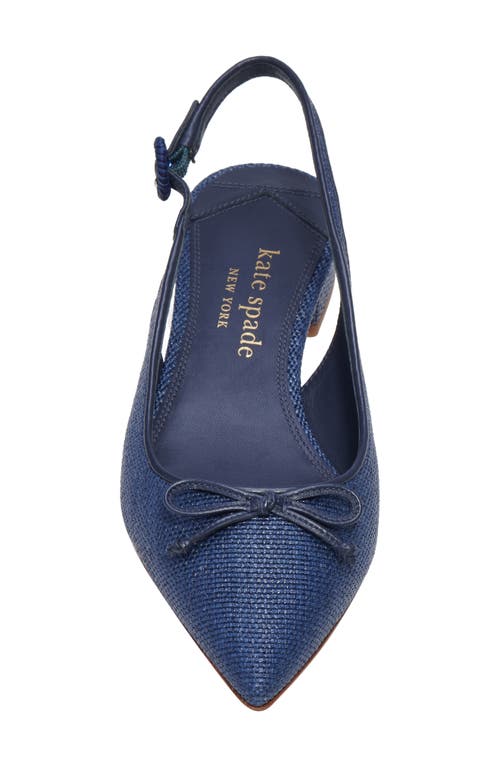 Kate Spade Veronica Raffia Sling-back Pointed Ballet Flats In Blue