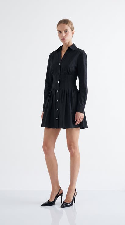 Fitted Mini Dress With Metal Buttons