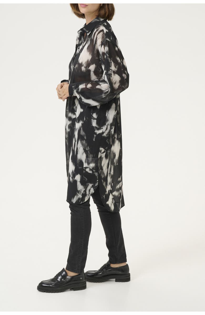 Kaffe Kaaska Sheer Long Sleeves Shirt Dress, Alternate, color, Black/Grey Blurry