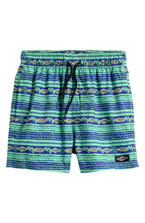 Shop Rip Curl Kids' Raw Energy Stripe Volley Swim Trunks In Neon Green