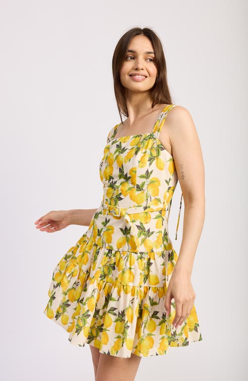 En Saison Blanca Sleeveless Belted Tiered Mini Dress In Yellow