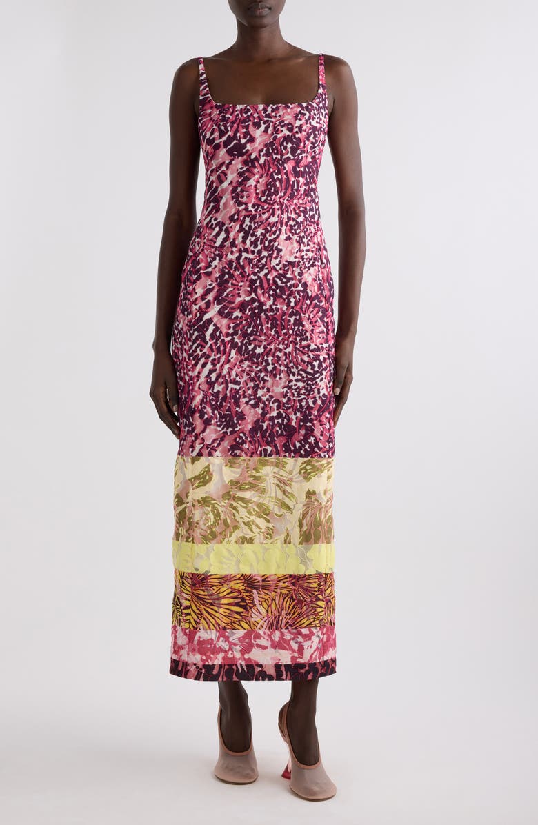 Dries Van Noten Mixed Print Maxi Dress, Main, color, Burgundy