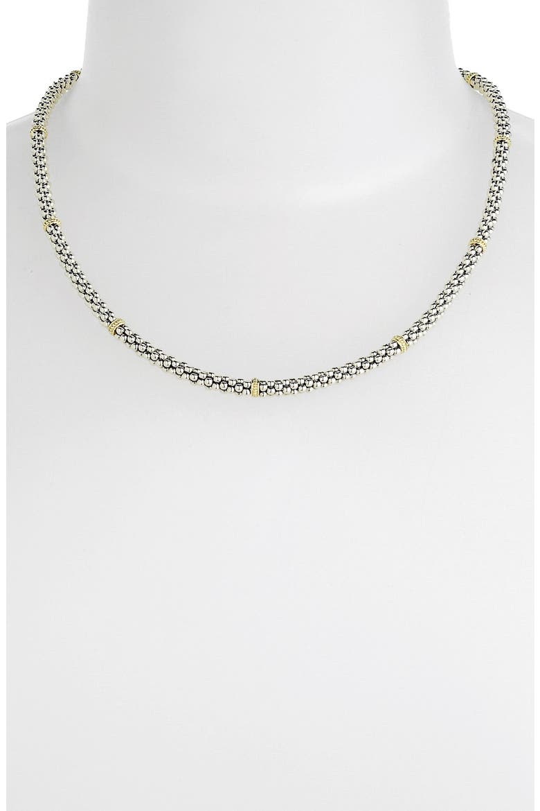 Two-Tone Caviar Beaded Necklace, Alternate, color, SILVER/ GOLD