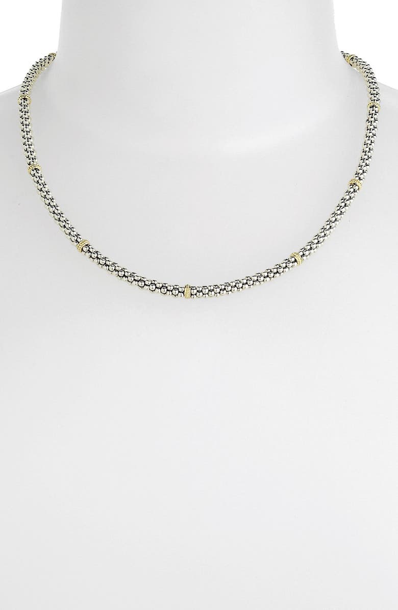 LAGOS Two-Tone Caviar Beaded Necklace, Alternate, color, Silver/ Gold