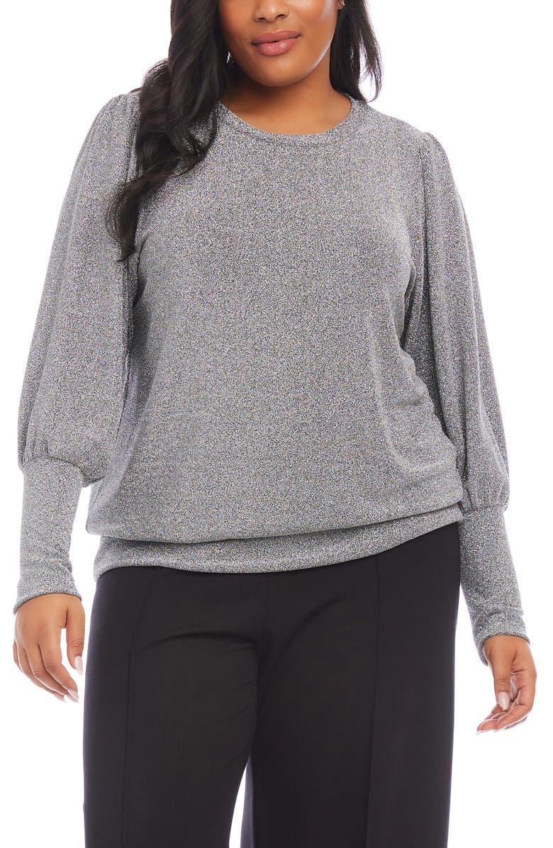 Karen Kane Metallic Knit Balloon Sleeve Top, Main, color,