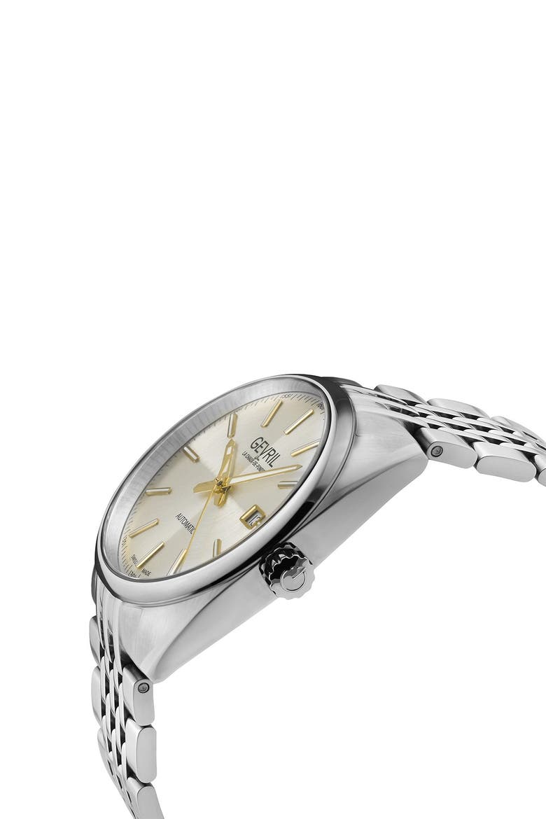 Five Points Silver Dial Stainless Steel Bracelet Watch, 44.5 mm, Alternate, color, SILVER