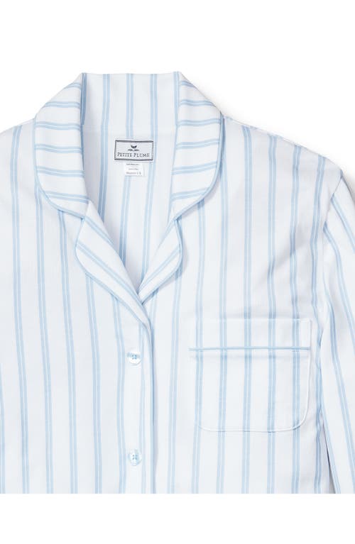 Petite Plume Stripe Long Sleeve Pima Cotton Nightshirt In White