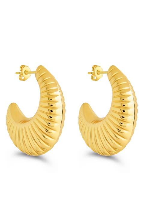 Flora Ribbed Huggie Hoop Earrings
