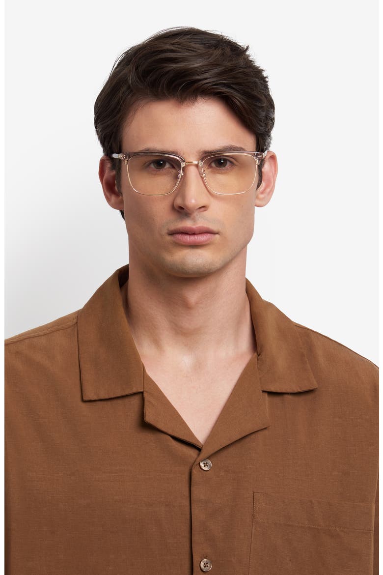 54mm Rectangular Optical Glasses, Alternate, color, GREY HAVANA GOLD/ BLUE SP