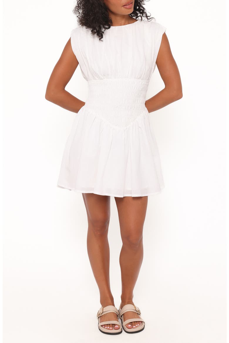 Ziva Smocked Minidress, Main, color, WHITE