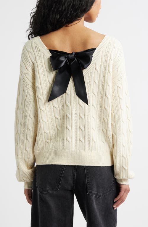 Bp. Bow Back Cable Knit Sweater In White