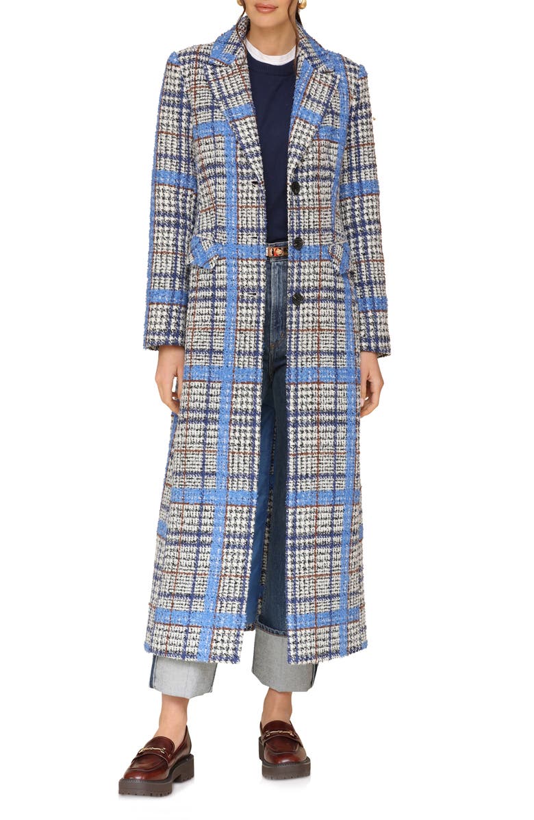 Avec Les Filles Plaid Tweed Long Coat, Alternate, color,