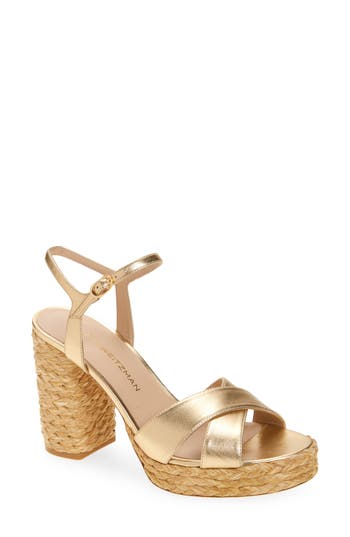 Stuart Weitzman Dayna Platform Sandal In Gold