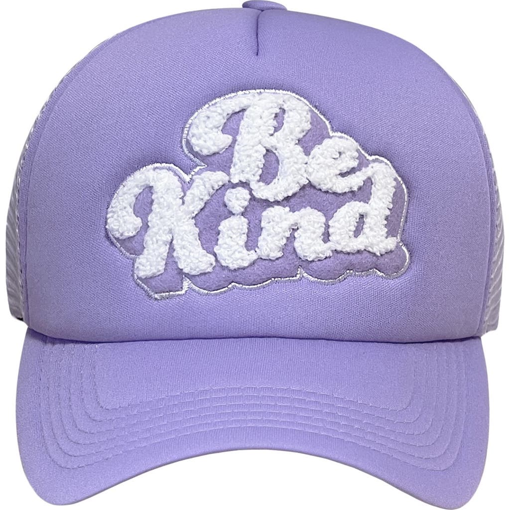 Totalee Gift Be Kind Chenille Patch Trucker Hat Cotton Pruple In Brown