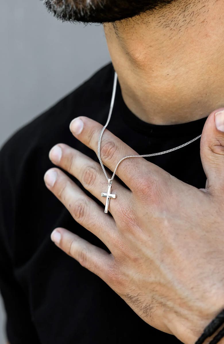 Vincero Men's Cross Pendant Necklace, Alternate, color, Silver