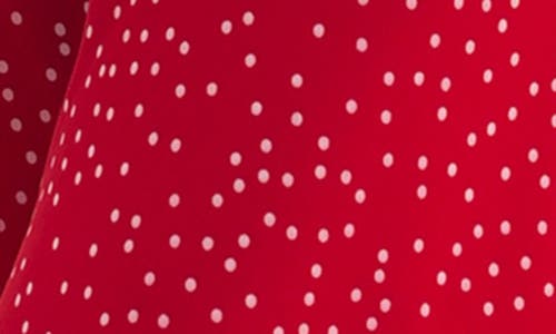 Lush Lace Trim Puff Sleeve Empire Waist Midi Dress In Red Polka Dot
