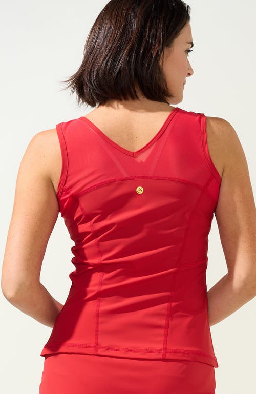 Bobbe Active V-neck Mesh-strap Tank In Red