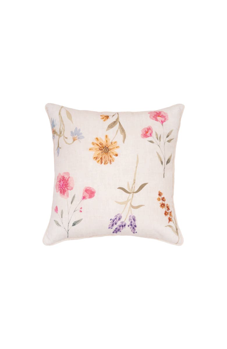 C&F Home April Showers Flowers Cotton Blend Accent Throw Pillow 18" x 18", Main, color, Beige