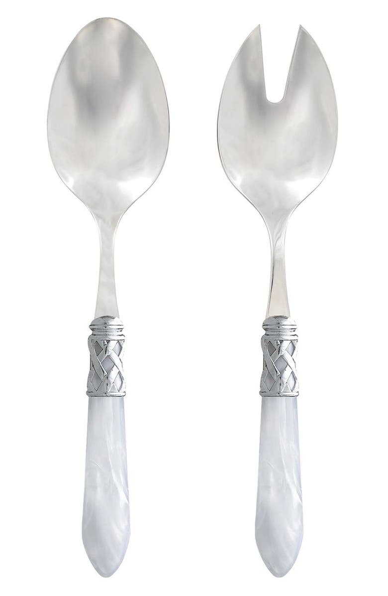 VIETRI Aladdin Two-Piece Salad Servers, Main, color, White