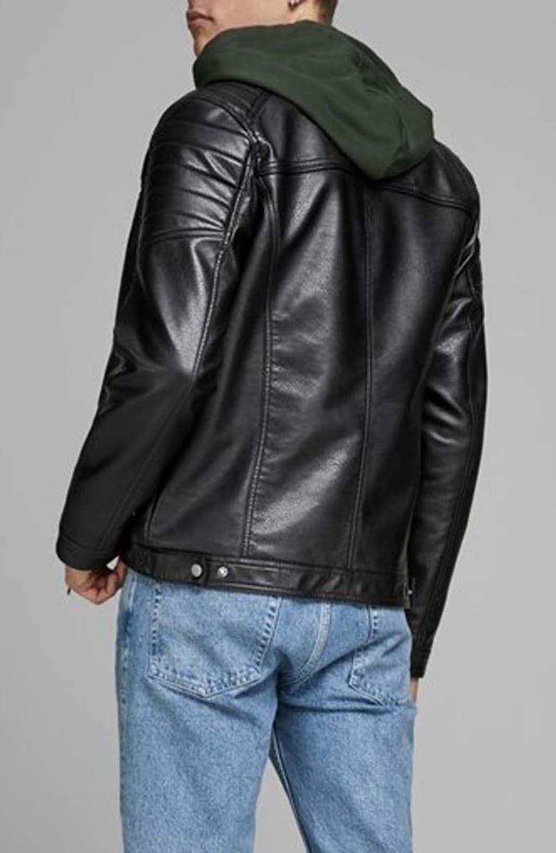 JACK&JONES Rocky Water Repellent Biker Jacket, Alternate, color, 