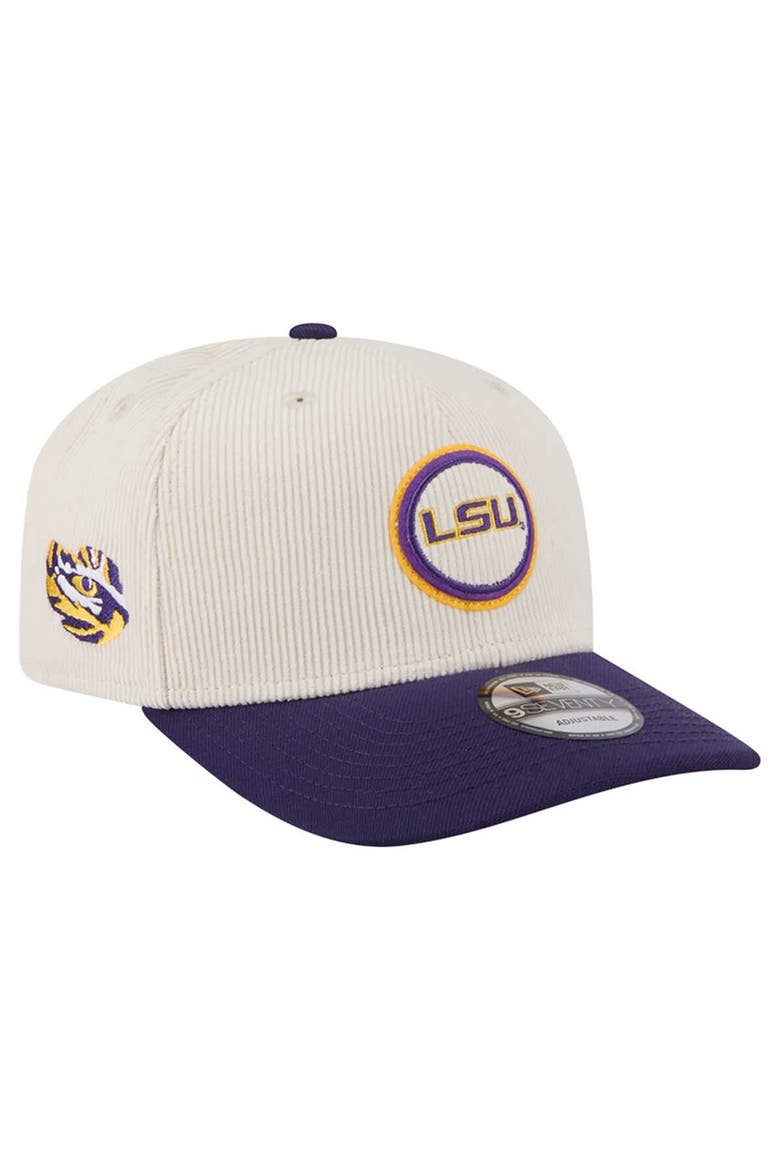Men's New Era Cream/Purple LSU Tigers Loyal Corduroy 9SEVENTY Adjustable Hat, Main, color, Cream