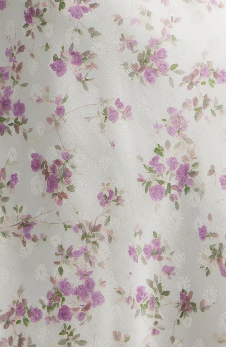 Lulus Fernanda Floral Flutter Sleeve Maxi Dress, Alternate, color, White / Purple Floral