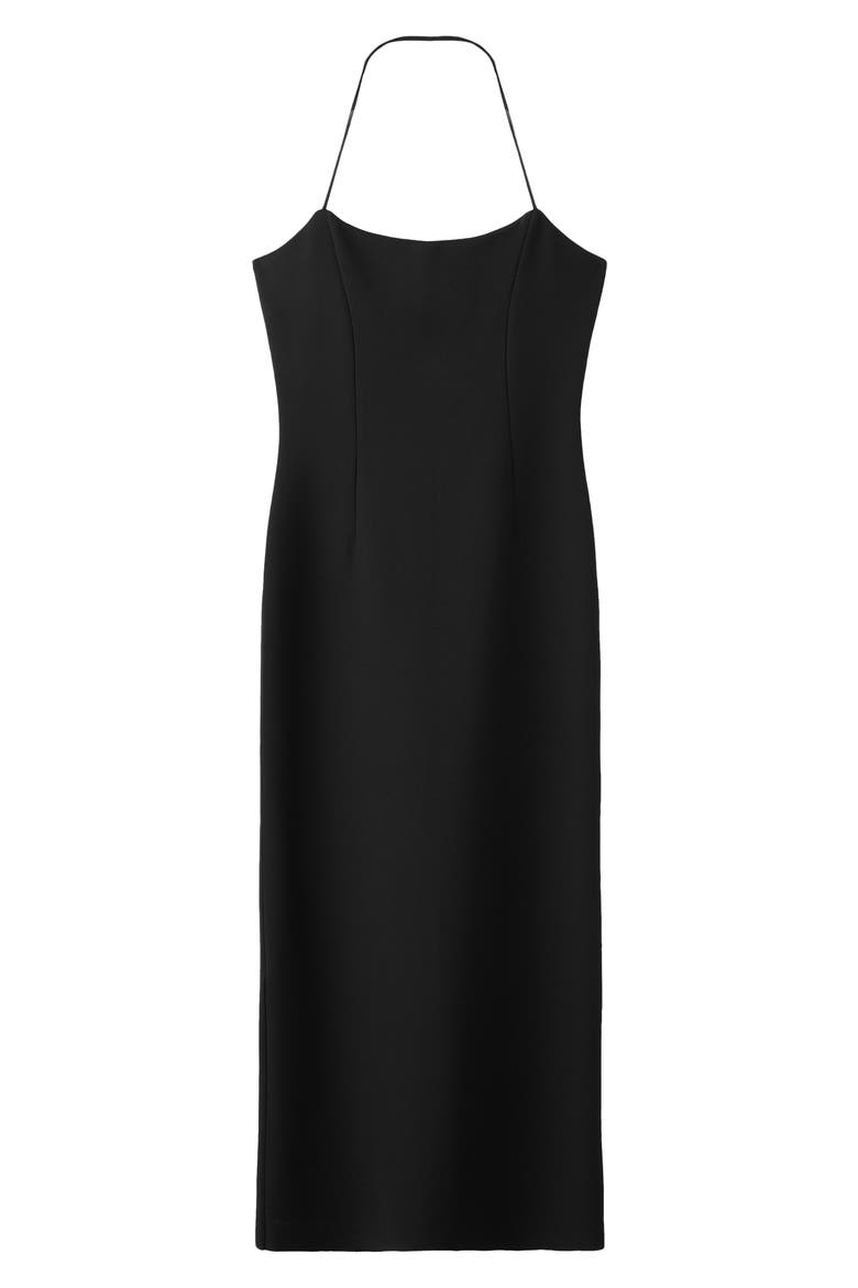 Knit Halter Neck Midi Dress, Alternate, color, BLACK