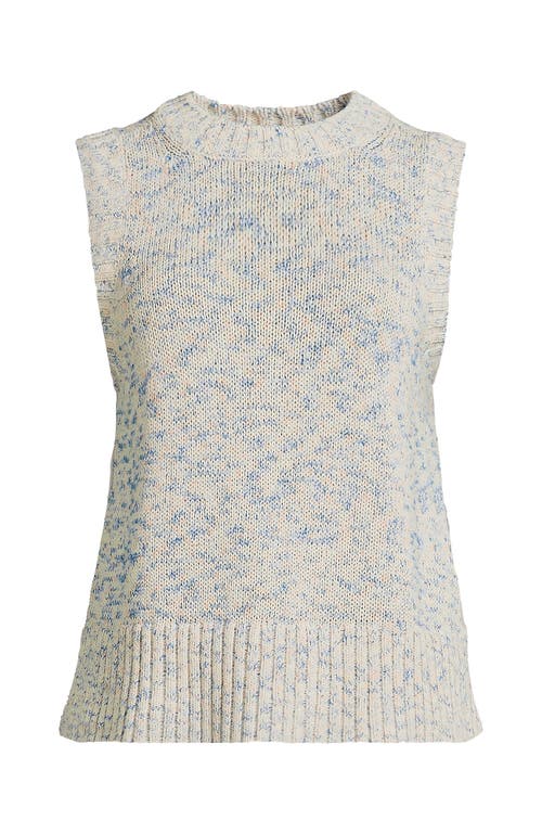 Lands' End Cotton Tweed Textured Crewneck Vest Sweater In Multi
